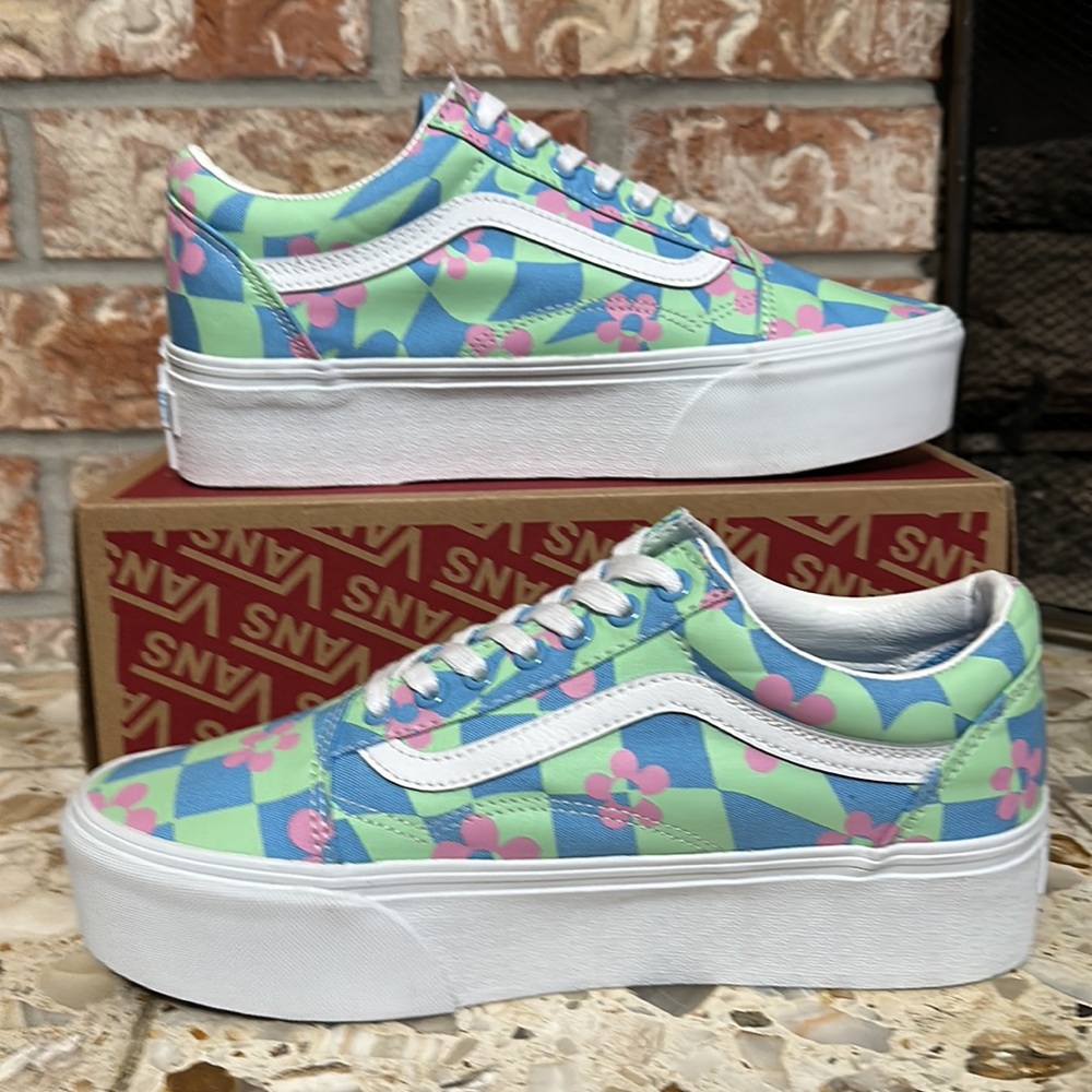 Vans Old Skool Stacked checkerboard floral blue - Picture 2 of 9